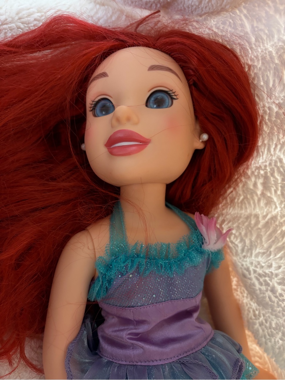 Disney Ariel Doll with Red Hair and Purple & Teal Dress